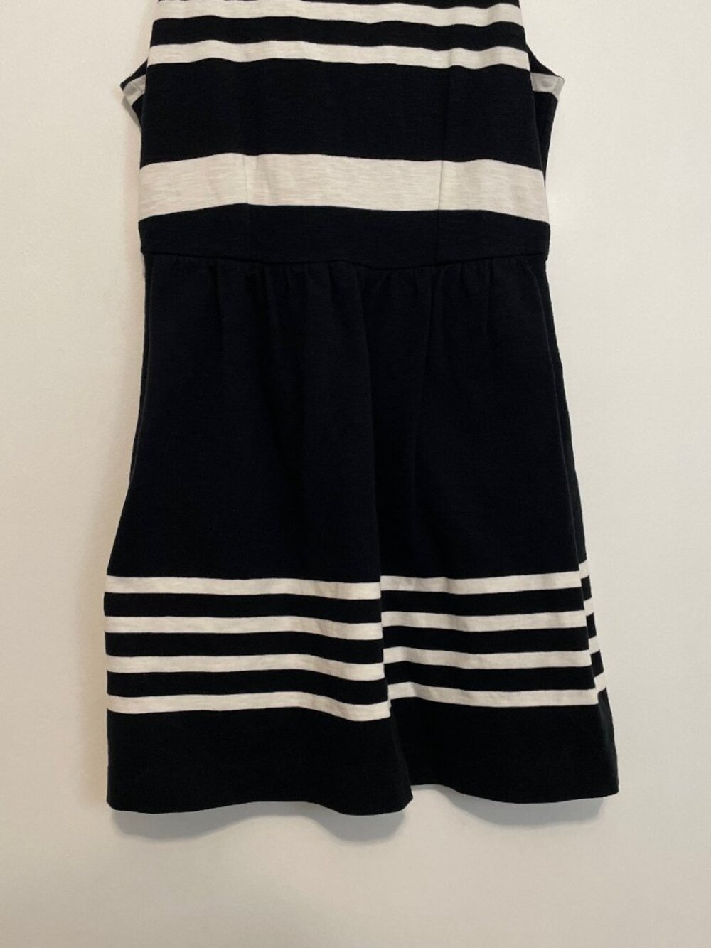 J. CREW Factory Striped Daybreak Dress Black White Sleeveless Mini Fit & Flare - Picture 7 of 16